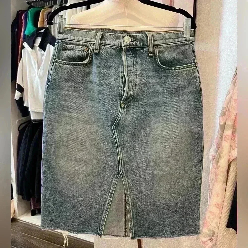 Rag & Bone BLUE Denim skirt with slit SZ 29 Org. $219 Farrow